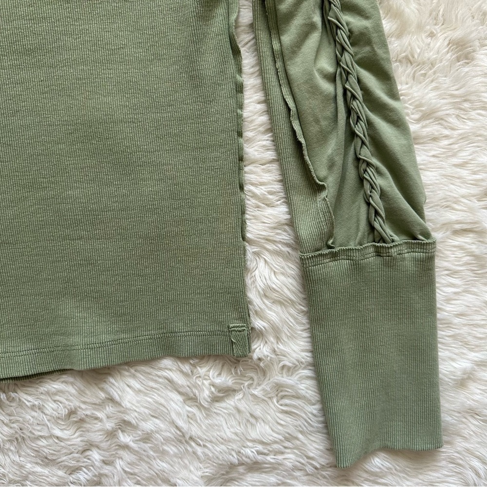 Free People We The Free Top Daisy Chain Cuff Long Sleeve Tee Green Tea Leaves L - Picture 9 of 14